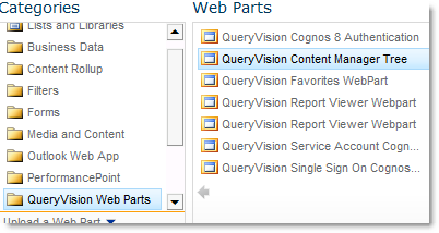 Add QueryVision Content Manager Tree Web Part