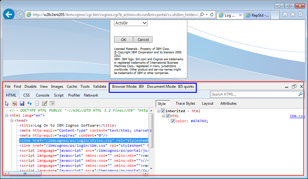 internet explorer 9 compatibility mode